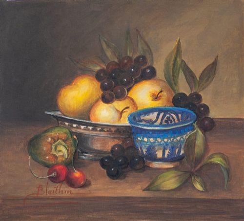 Blaithin O'Ciobhain - Blue China and Fruit Bowl