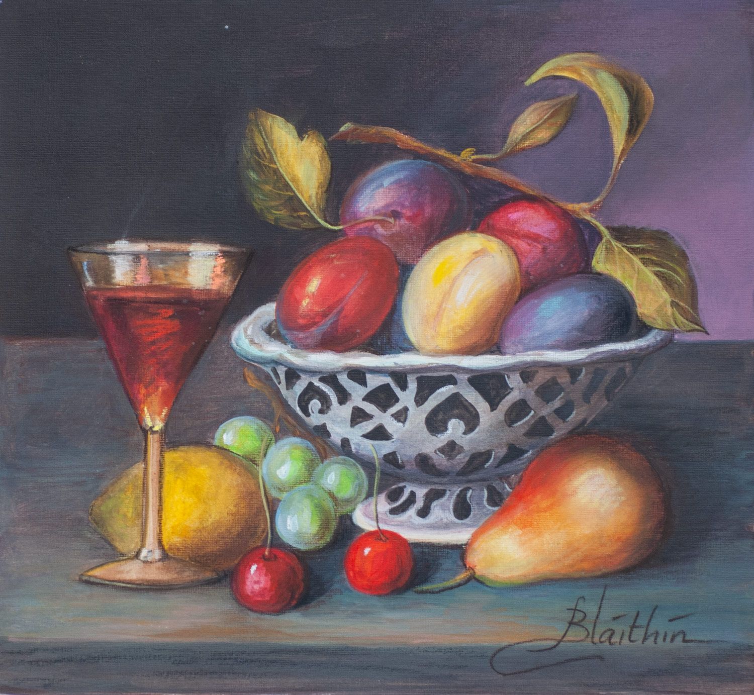Fruit Bowls with Wine by Blaithin O'Ciobhain