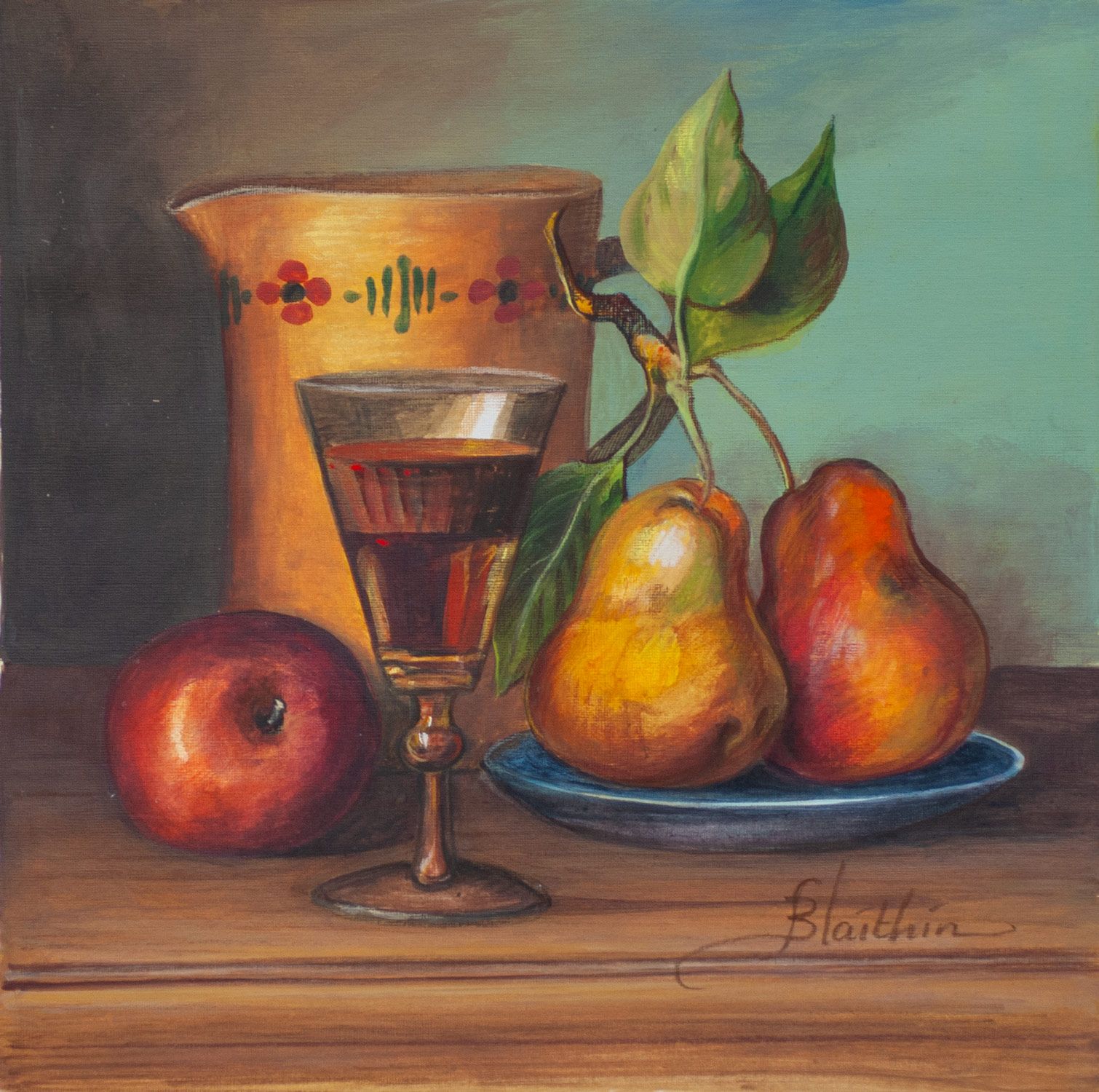 A Glass of Red with Fruit by Blaithin O'Ciobhain