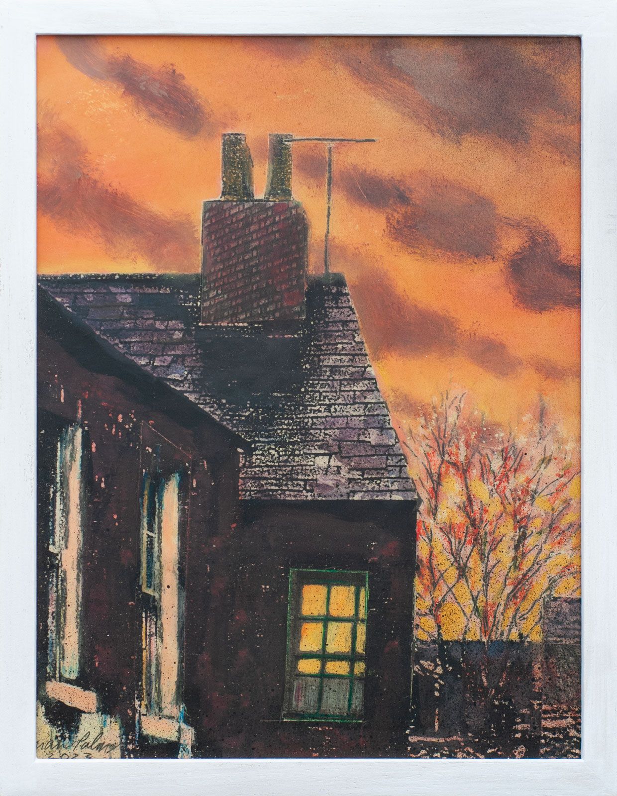 Artist House with Flaming Sky by Brian Palm