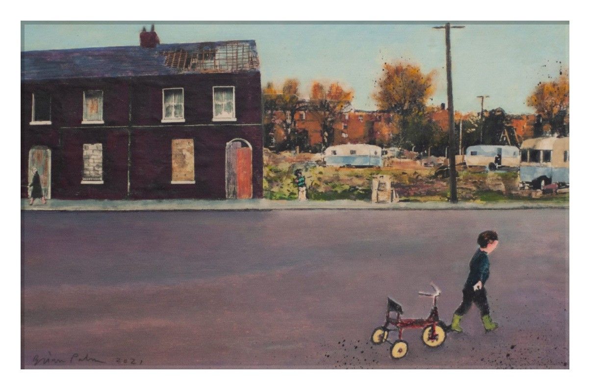 Kid, Trike and Gasometer by Brian Palm