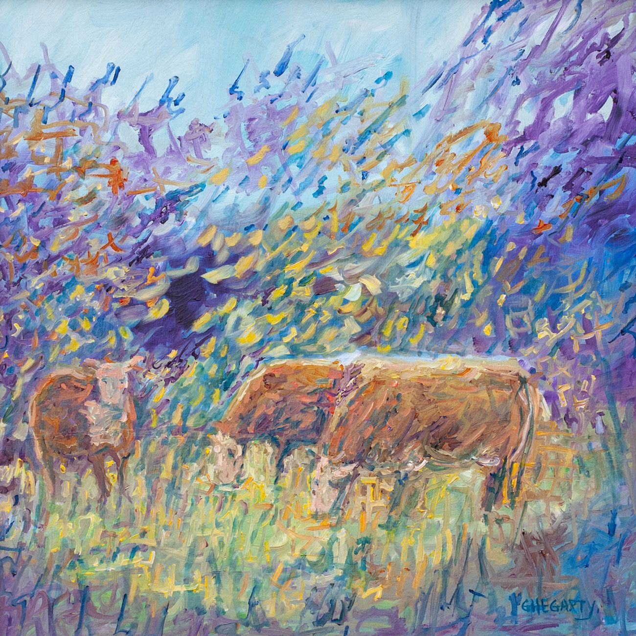 Cattle Grazing Sunlight by Gerard Hegarty